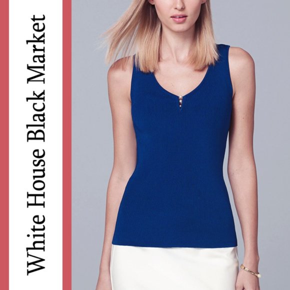 WHBM | 'Faux' Pearl Trim Knit Tank Top - Picture 1 of 11